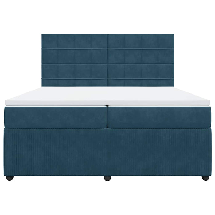 Pat box spring cu saltea, albastru închis, 200x200 cm, catifea - WALTI WALTI
