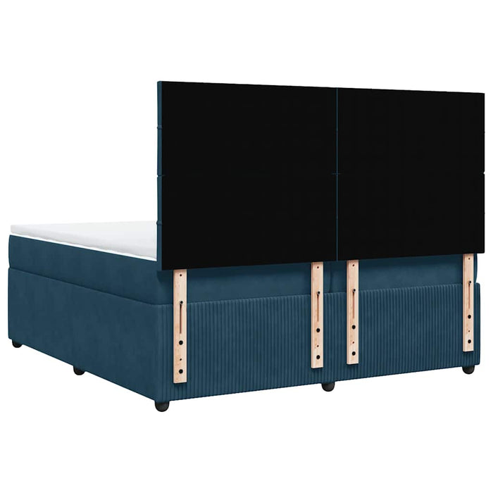 Pat box spring cu saltea, albastru închis, 200x200 cm, catifea - WALTI WALTI