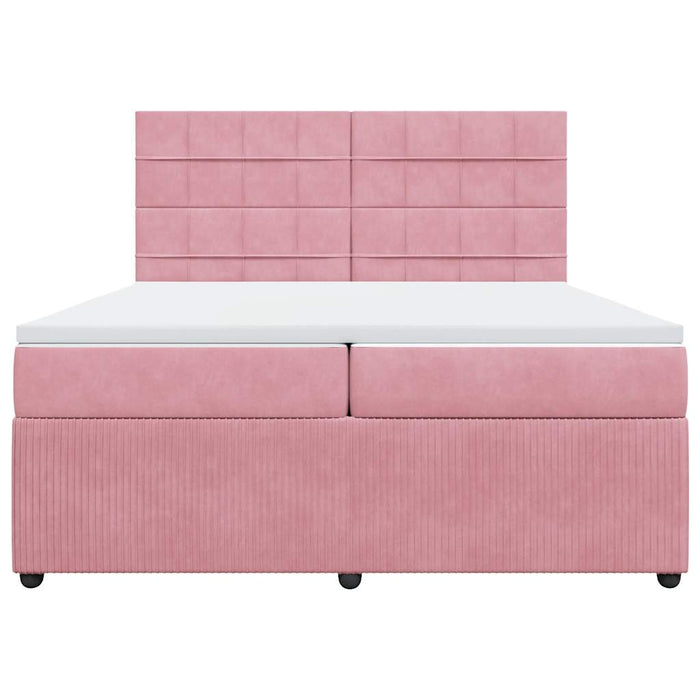 Pat box spring cu saltea, roz, 200x200 cm, catifea - WALTI WALTI