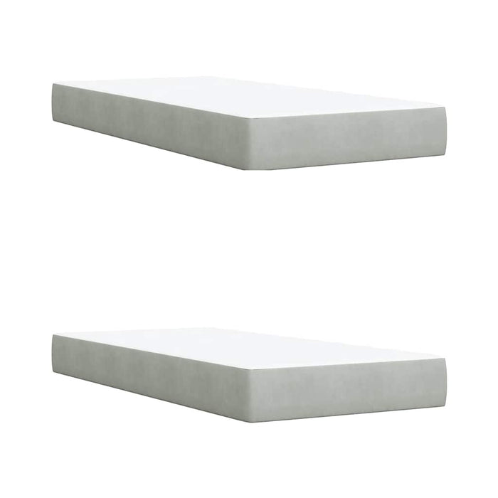 Pat box spring cu saltea, gri deschis, 200x200 cm, catifea WALTI