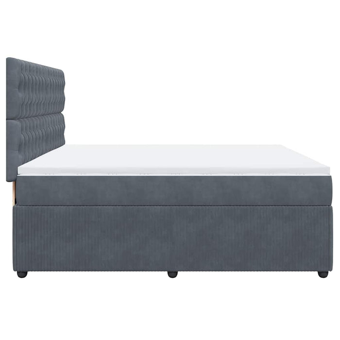 Pat box spring cu saltea, gri închis, 200x200 cm, catifea WALTI