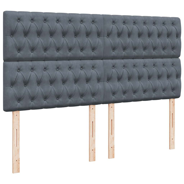 Pat box spring cu saltea, gri închis, 200x200 cm, catifea WALTI