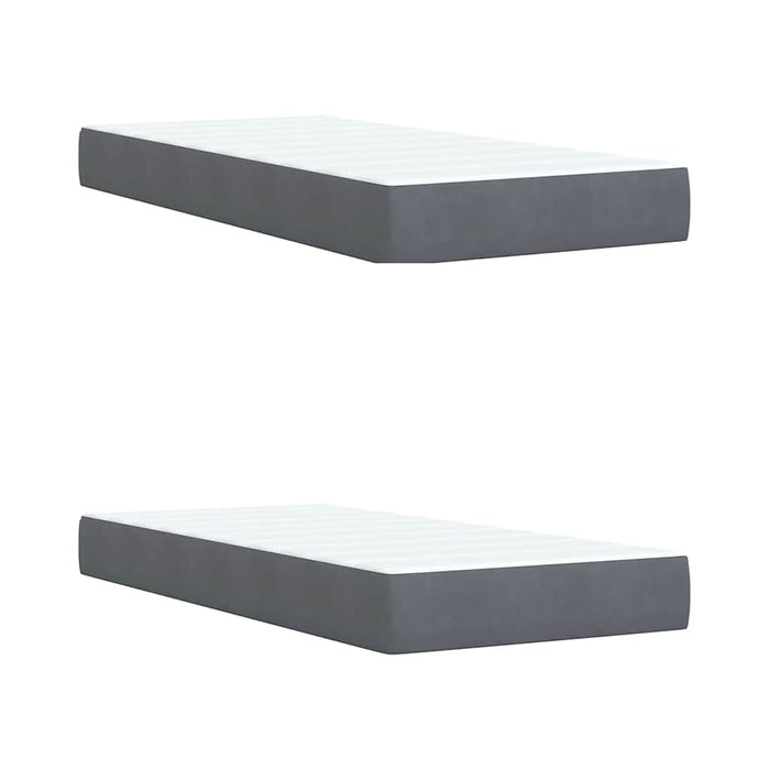 Pat box spring cu saltea, gri închis, 200x200 cm, catifea WALTI