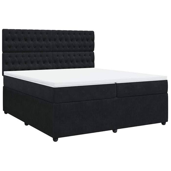 Pat box spring cu saltea, negru, 200x200 cm, catifea - WALTI WALTI