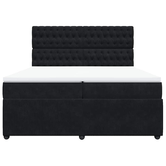 Pat box spring cu saltea, negru, 200x200 cm, catifea - WALTI WALTI