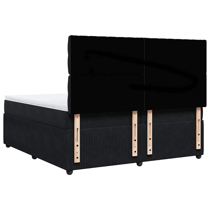 Pat box spring cu saltea, negru, 200x200 cm, catifea - WALTI WALTI