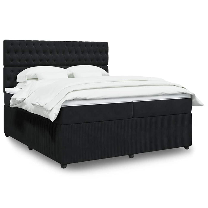 Pat box spring cu saltea, negru, 200x200 cm, catifea - WALTI WALTI