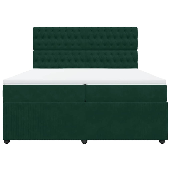 Pat box spring cu saltea, verde închis, 200x200 cm, catifea - WALTI WALTI