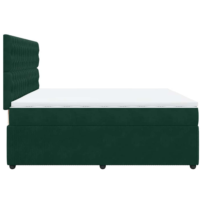 Pat box spring cu saltea, verde închis, 200x200 cm, catifea - WALTI WALTI