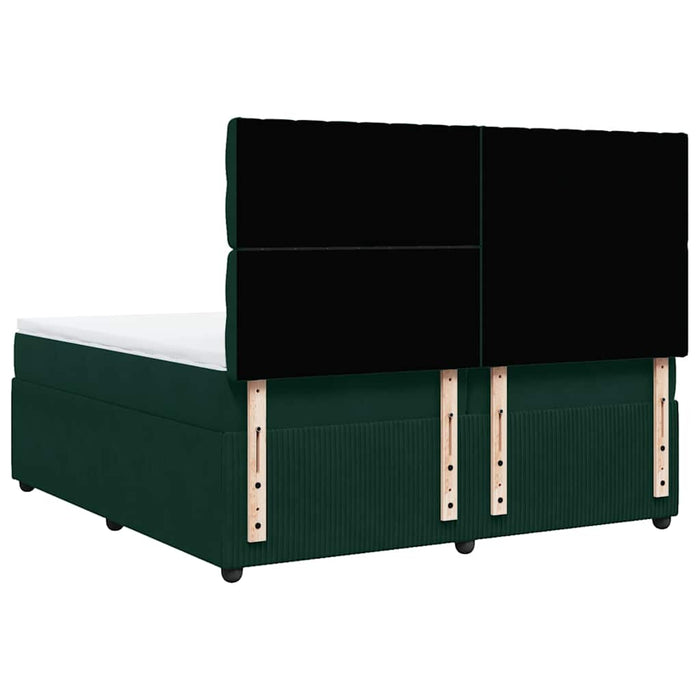 Pat box spring cu saltea, verde închis, 200x200 cm, catifea - WALTI WALTI