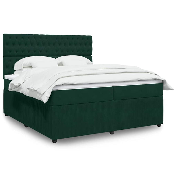 Pat box spring cu saltea, verde închis, 200x200 cm, catifea - WALTI WALTI