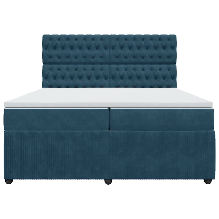 Pat box spring cu saltea, albastru închis, 200x200 cm, catifea - WALTI WALTI