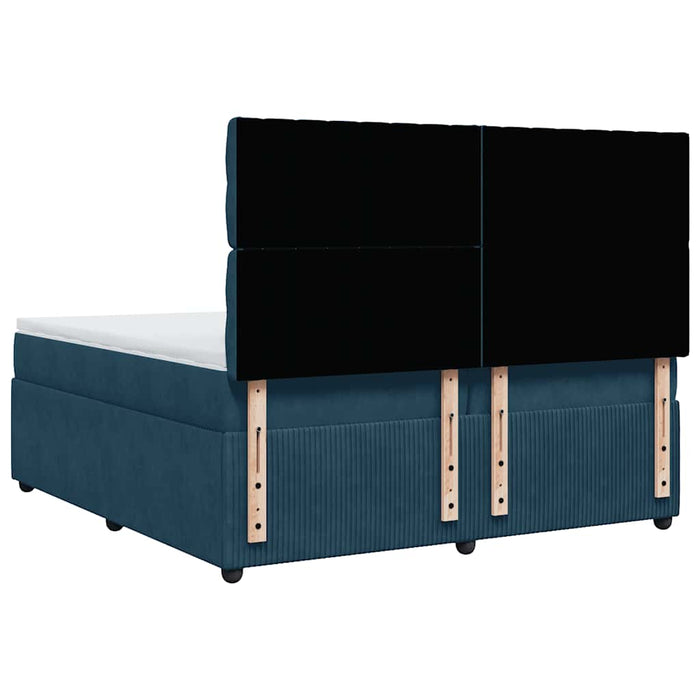 Pat box spring cu saltea, albastru închis, 200x200 cm, catifea - WALTI WALTI