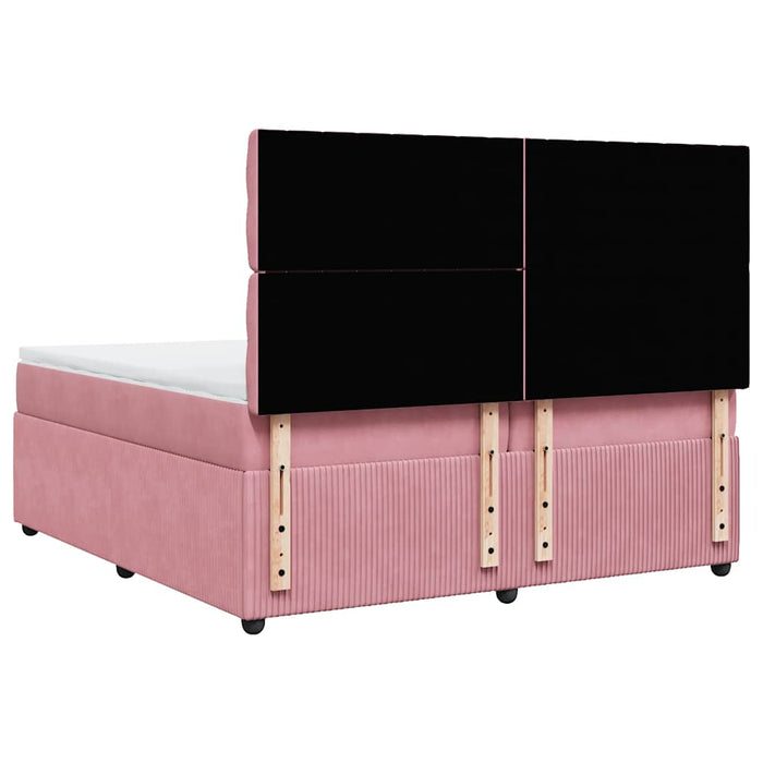 Pat box spring cu saltea, roz, 200x200 cm, catifea - WALTI WALTI