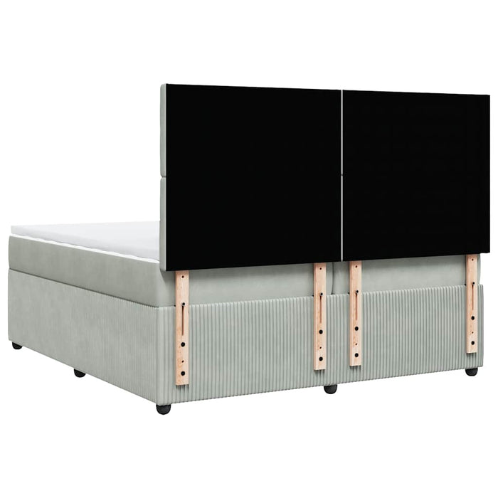 Pat box spring cu saltea, gri deschis, 200x200 cm, catifea - WALTI WALTI