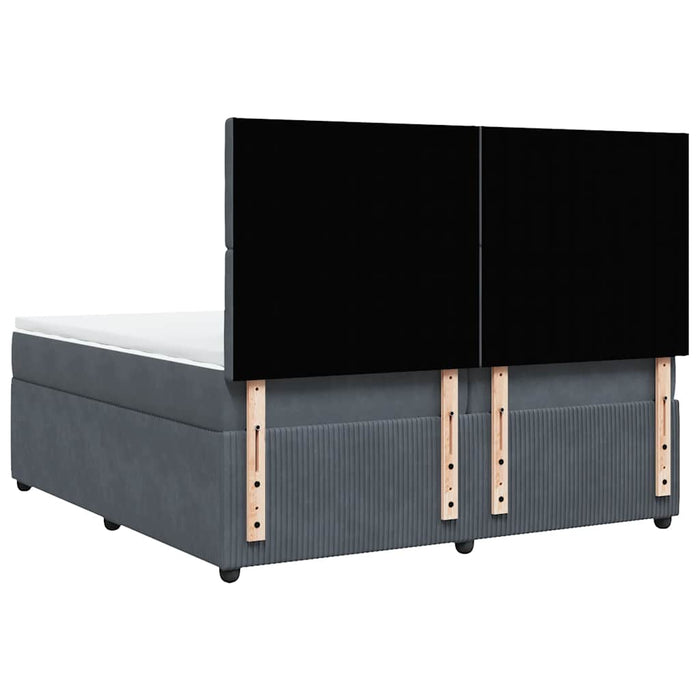 Pat box spring cu saltea, gri închis, 200x200 cm, catifea - WALTI WALTI