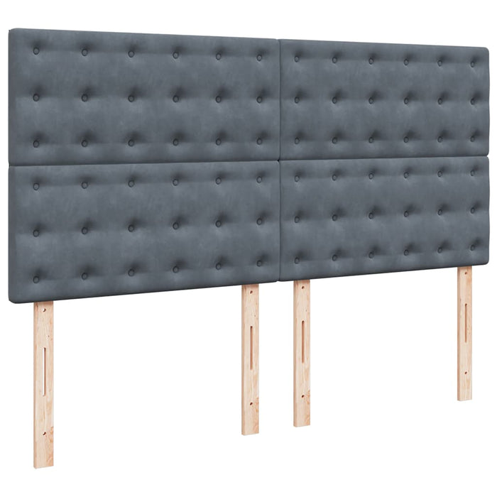 Pat box spring cu saltea, gri închis, 200x200 cm, catifea - WALTI WALTI