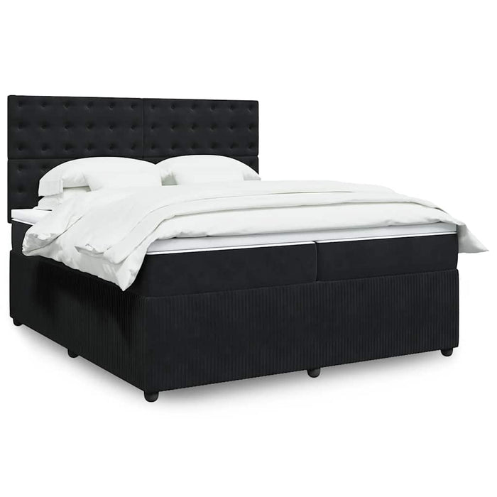 Pat box spring cu saltea, negru, 200x200 cm, catifea - WALTI WALTI