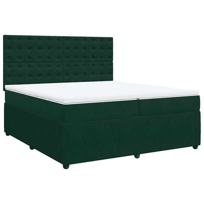 Pat box spring cu saltea, verde închis, 200x200 cm, catifea - WALTI WALTI