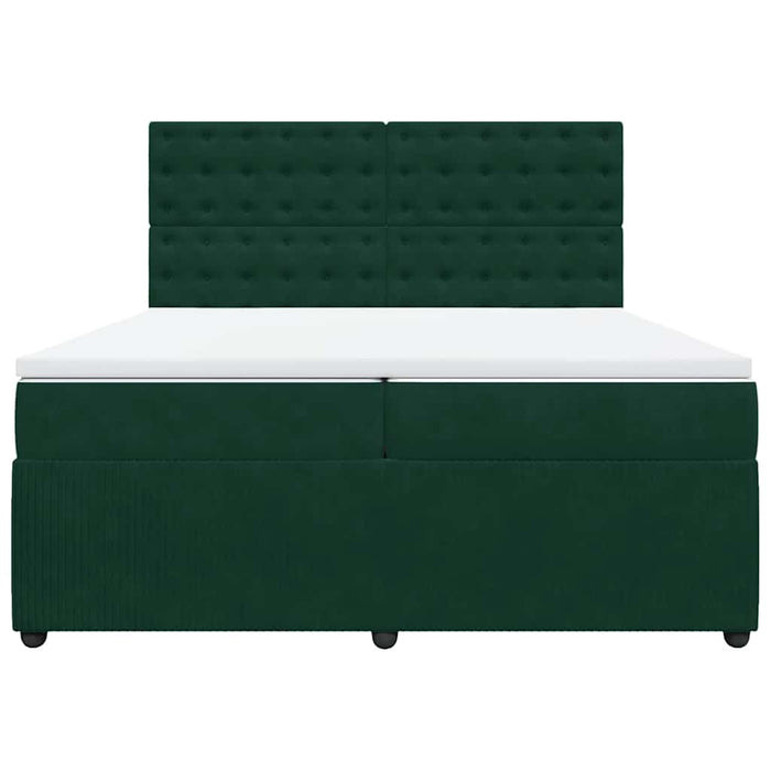 Pat box spring cu saltea, verde închis, 200x200 cm, catifea - WALTI WALTI
