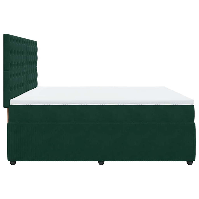 Pat box spring cu saltea, verde închis, 200x200 cm, catifea - WALTI WALTI