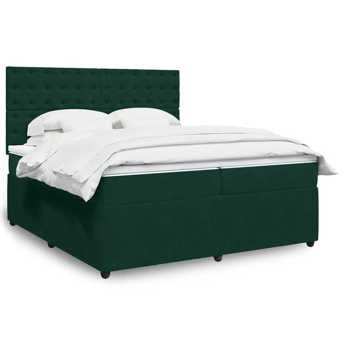 Pat box spring cu saltea, verde închis, 200x200 cm, catifea - WALTI WALTI