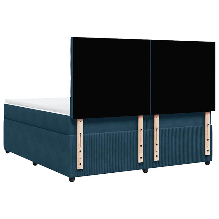 Pat box spring cu saltea, albastru închis, 200x200 cm, catifea WALTI