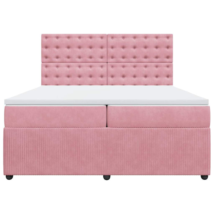 Pat box spring cu saltea, roz, 200x200 cm, catifea - WALTI WALTI
