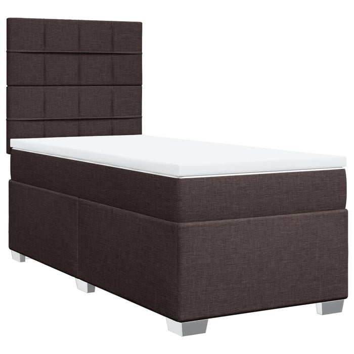 Pat box spring cu saltea, maro închis, 80x200 cm, textil WALTI