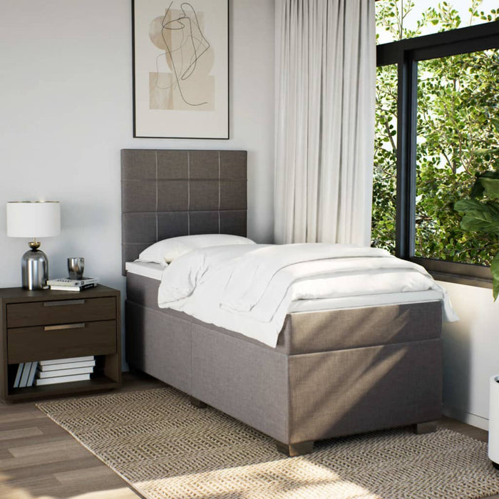 Pat box spring cu saltea, gri taupe, 80x200 cm, textil - WALTI WALTI