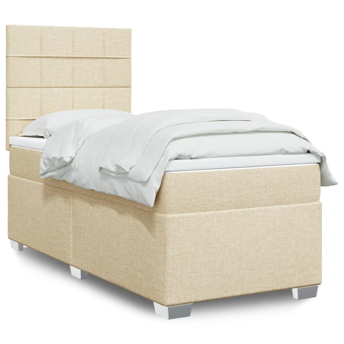 Pat box spring cu saltea, crem, 80x200 cm, textil - WALTI WALTI