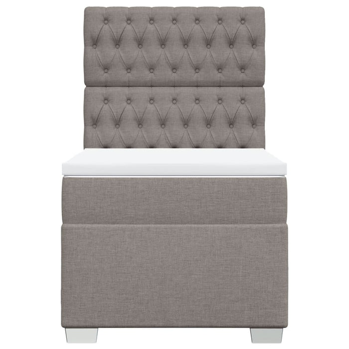 Pat box spring cu saltea, gri taupe, 80x200 cm, textil WALTI