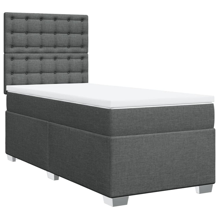 Pat box spring cu saltea, gri închis, 80x200 cm, textil WALTI