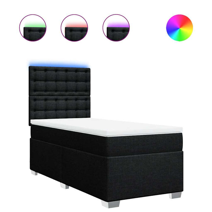 Pat box spring cu saltea, negru, 80x200 cm, textil - WALTI WALTI