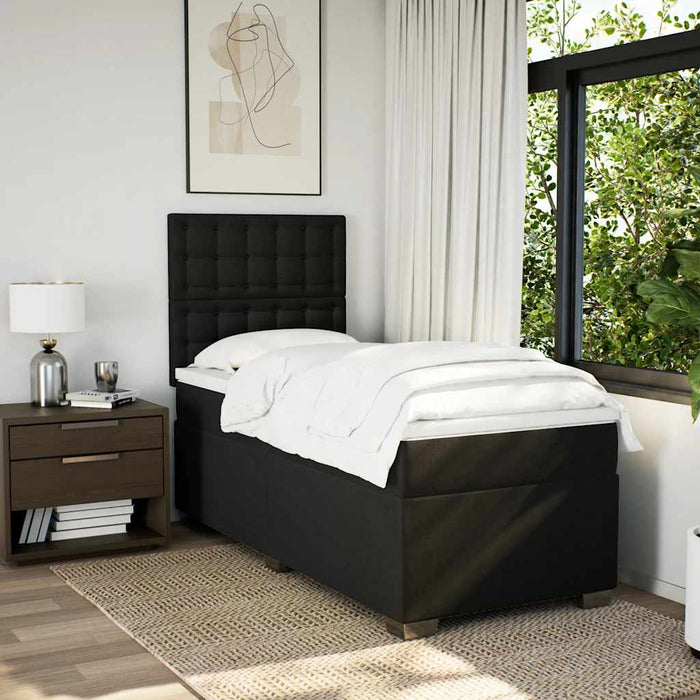 Pat box spring cu saltea, negru, 80x200 cm, textil - WALTI WALTI