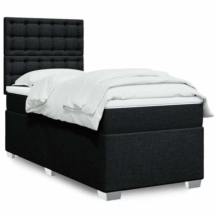 Pat box spring cu saltea, negru, 80x200 cm, textil - WALTI WALTI