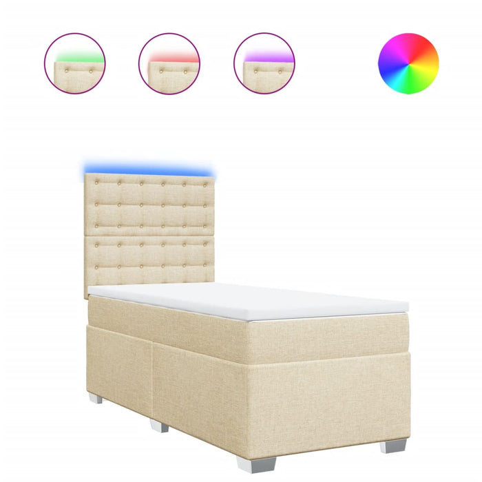Pat box spring cu saltea, crem, 80x200 cm, textil - WALTI WALTI
