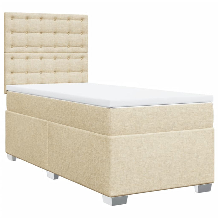 Pat box spring cu saltea, crem, 80x200 cm, textil - WALTI WALTI