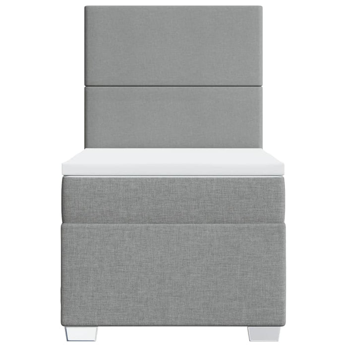 Pat box spring cu saltea, gri deschis, 90x190 cm, textil WALTI