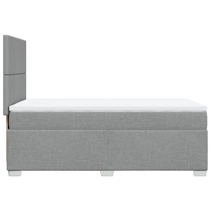Pat box spring cu saltea, gri deschis, 90x190 cm, textil WALTI