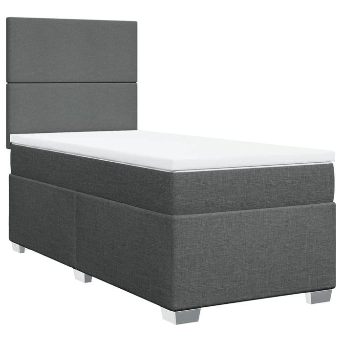 Pat box spring cu saltea, gri închis, 90x190 cm, textil - WALTI WALTI