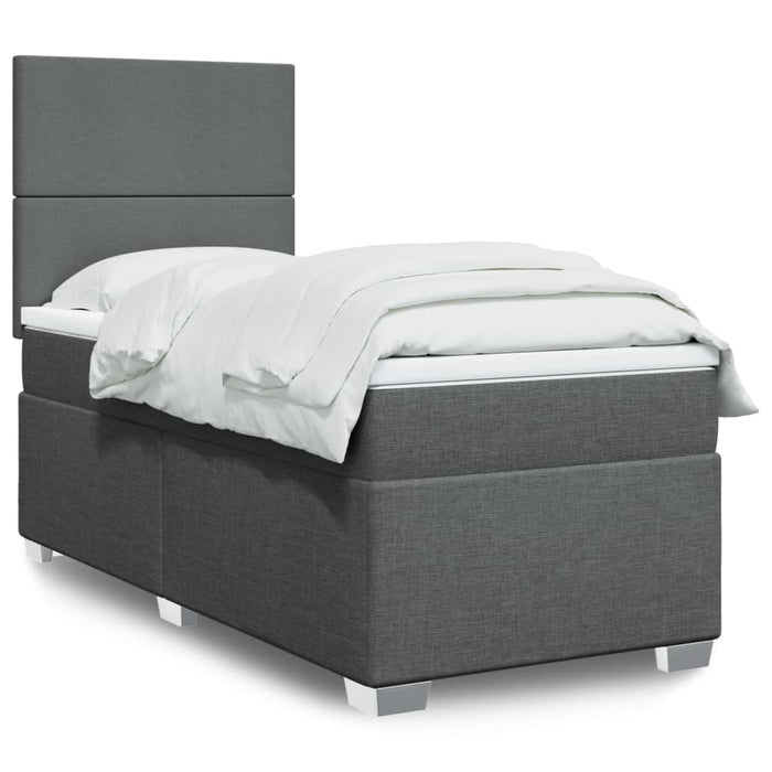 Pat box spring cu saltea, gri închis, 90x190 cm, textil - WALTI WALTI