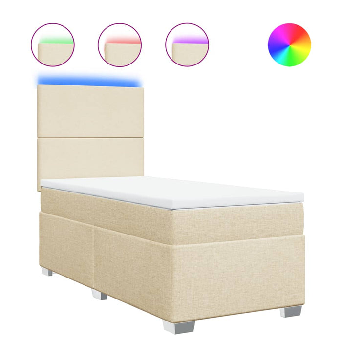 Pat box spring cu saltea, crem, 90x190 cm, textil - WALTI WALTI