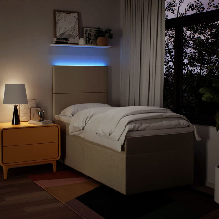 Pat box spring cu saltea, crem, 90x190 cm, textil - WALTI WALTI