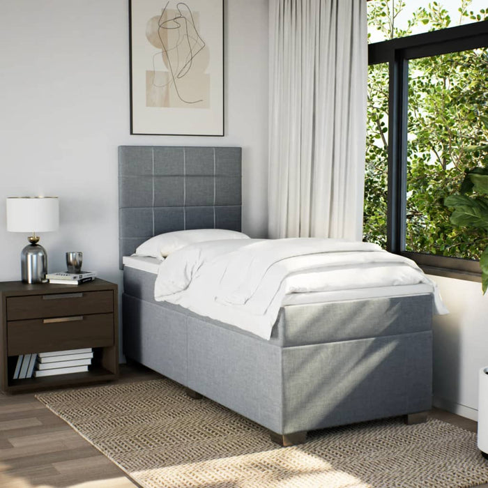 Pat box spring cu saltea, gri deschis, 90x190 cm, textil - WALTI WALTI