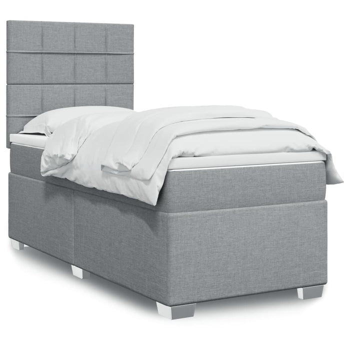 Pat box spring cu saltea, gri deschis, 90x190 cm, textil - WALTI WALTI