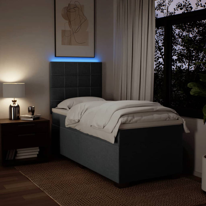 Pat box spring cu saltea, gri închis, 90x190 cm, textil - WALTI WALTI