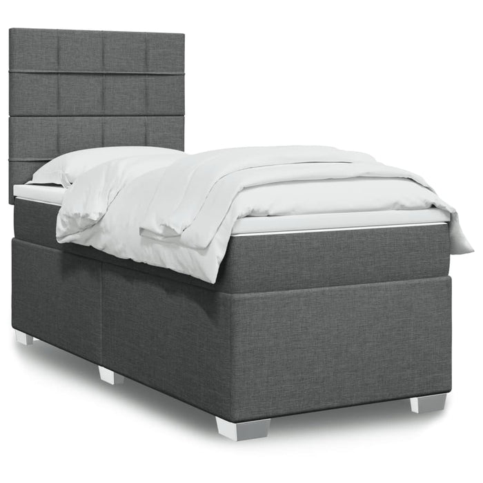 Pat box spring cu saltea, gri închis, 90x190 cm, textil - WALTI WALTI