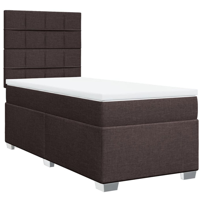 Pat box spring cu saltea, maro închis, 90x190 cm, textil WALTI