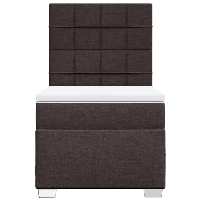 Pat box spring cu saltea, maro închis, 90x190 cm, textil WALTI